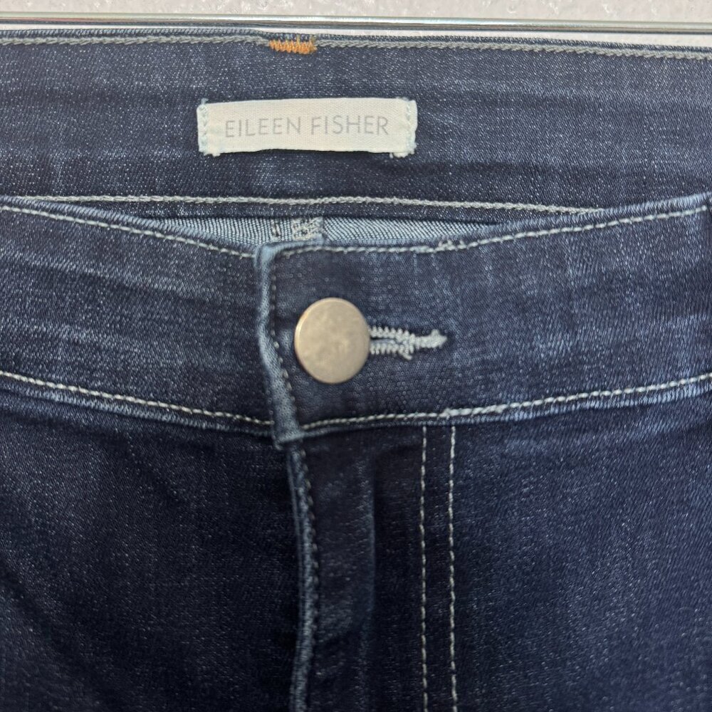 Eileen Fisher Jeans Women's Size 8 Blue Cotton Dark Wash Straight Leg - Picture 4 of 10